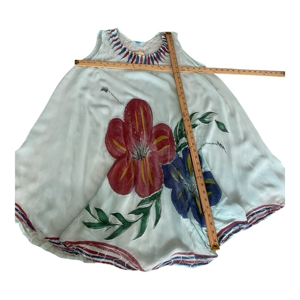 India Boutique Handpainted Floral Sleeveless Dress One Size - Picture 5 of 7